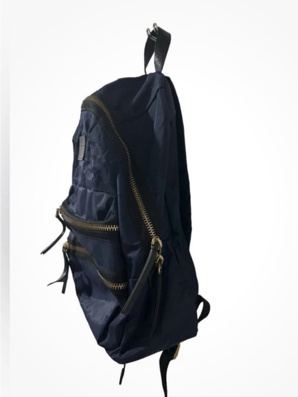 Marc Jacobs Navy Nylon Backpack with Gold Hardware Accents - Picture 3 of 5